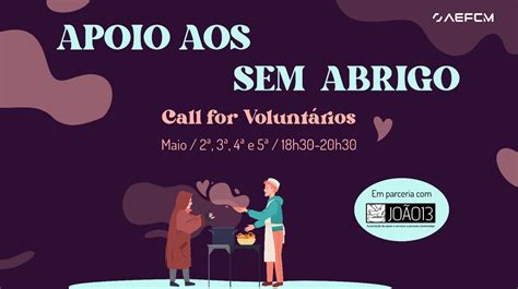 Apoio aos Sem Abrigo Call para Voluntários AENMS Associação de