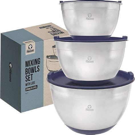 Chef Pomodoro Stainless Steel Mixing Bowls With Lids Piece Set