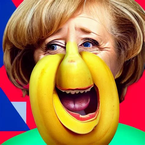 Angela Merkel As A Banana Caricature K Photo Stable Diffusion