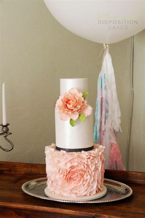 Lustred Wedding Cake With Pink Ruffles Sweet Disposition Cakes