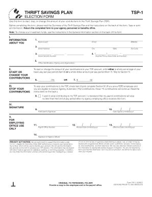 Fillable Online THRIFT SAVINGS PLAN ELECTION FORM Use This Form To