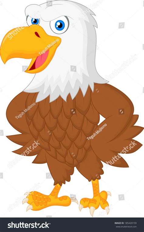 Cute Eagle Cartoon Posing Stock Vector Royalty Free 185420159