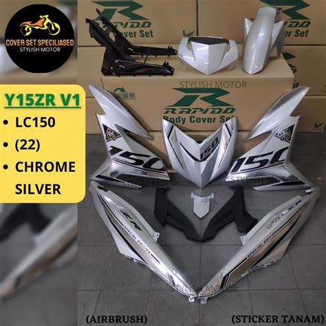 STICKER TANAM AIRBRUSH RAPIDO COVER SET Y15ZR V1 V2 LC150 22 CHROME