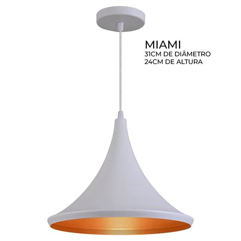 Kit 3 Pendentes Luminária Tom Dixon Funil Balão Chapéu Branco Cobre