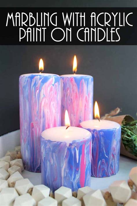 Marbling With Acrylic Paint On Candles Candles Crafts Candles