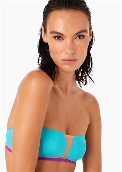 Bandeau Bikini With Tulle Details Giorgio Armani Woman