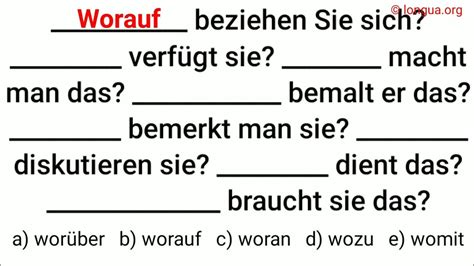 Wovor wovon womit wozu wodurch woran worin wogegen wofür