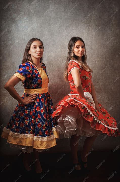 Premium Photo | Two chilean young women dressed in national costume for