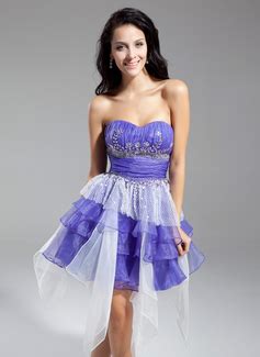 A Line Princess Sweetheart Knee Length Organza Homecoming Dress With