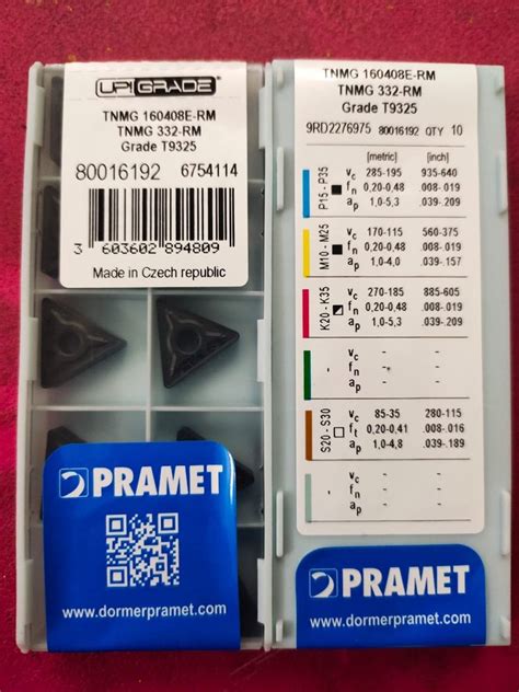 Carbide Cvd Tnmg Pramet Turning Insert Material Grade Rm T