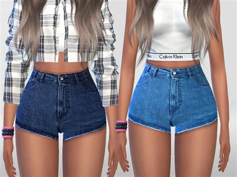 The Sims Resource: Summer Blue Denim Shorts by Pinkzombiecupcakes • Sims 4 Downloads