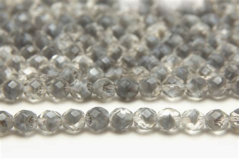 8mm Storm Grey Crystal Hurricane Fire Polished Czech Glass Bead Spider