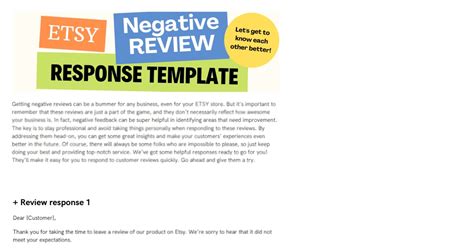 Eyst Negative Review Response Template Etsy