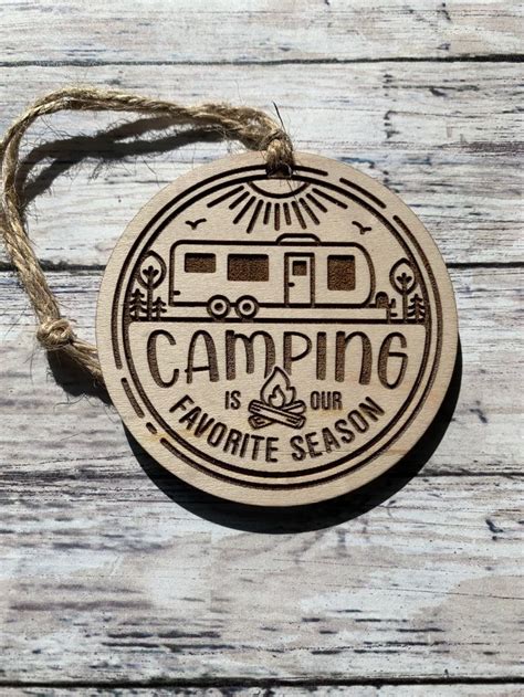 Camping Christmas Ornament Engraved Wood Camping Ornament Rustic