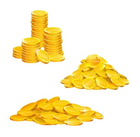 Premium Vector | Cartoon golden coins pile and stacks gold money