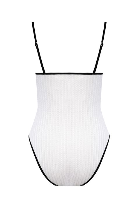 X JoJo Coastal Rib Knotted Cutout Piping One Piece Swimsuit