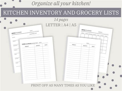 Pantry Inventory Printables Kitchen Inventory List Including Fridge And Freezer Inventory