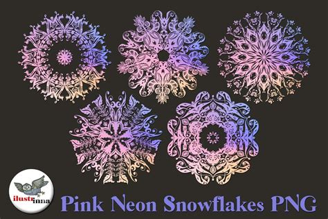 Pink Neon Christmas Snowflakes Clipart By Ilustrinna Thehungryjpeg