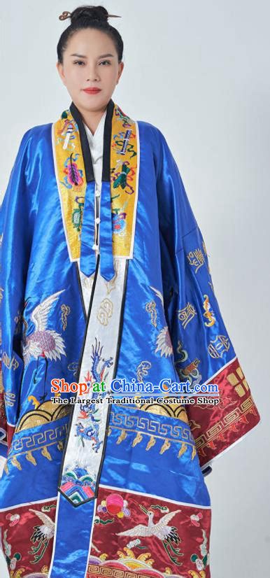 Chinese Classic Deep Blue Taoist Robe Clothing For Men