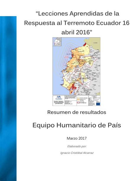 Pdf Lecciones Aprendidas De La Respuesta Al Terremoto Ecuador