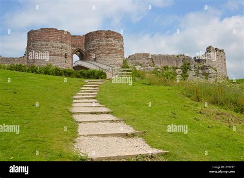 Beeston Castle Ruins Of Inner Ward Gatehouse Modern Footbridge Across