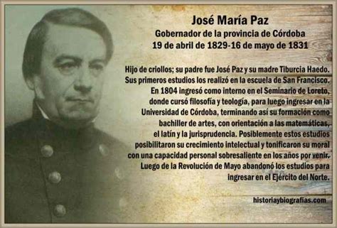 General Jose Maria Paz Cronologia de su Vida Biografia Militar