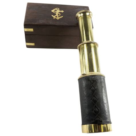 Handheld Brass Telescope With Wooden Box Pirate Spyglass