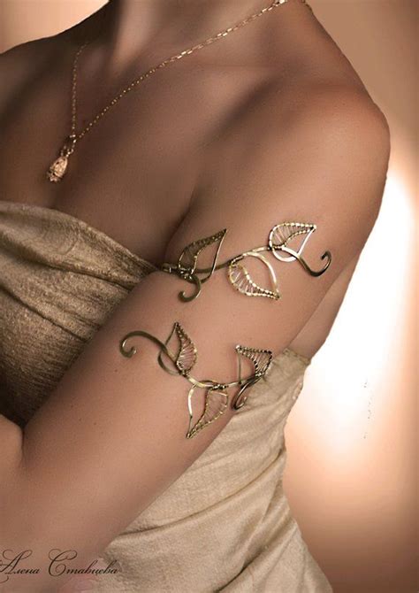 Beauty Guru Leaf Arm Cuff Upper Arm Cuff Jewelry Swirling Браслет на предплечье Ювелирные