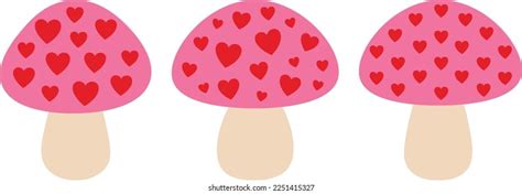 Mushroom Valentines Day Hearts Vector Illustration Stock Vector