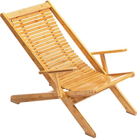 Portable Bamboo Folding Lounge Chair For Indoor And Outdoor Use In