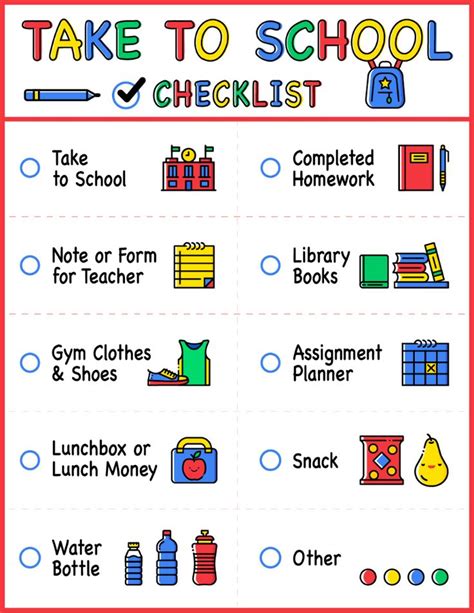 Backpack Checklist Free Printable Organized 31 School Backpack