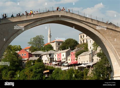 The Stari Most Old Bridge In Mostar In Bosnia Herzegovina Stock Photo