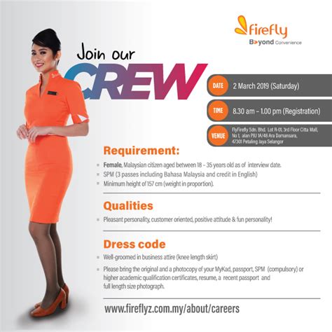 Fly Gosh Firefly Cabin Crew Recruitment Walk In Interview 2019