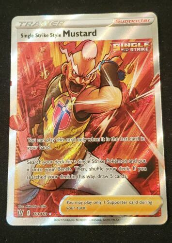 Trainer Mustard Pokemon Single Strike Supporter 163163 Full Art 2021 Rare Ebay