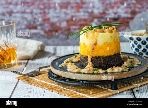 Haggis Neeps And Tatties Stack Haggis With Turnips And Potatoes With