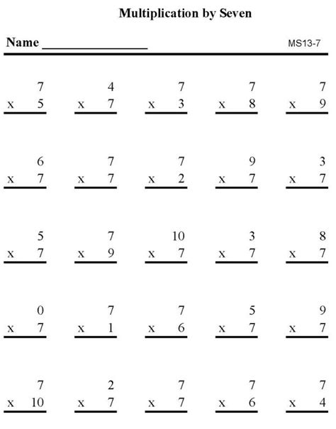 Bluebonkers Multiplication Practice Sheets 1 Digit Number P7 Free