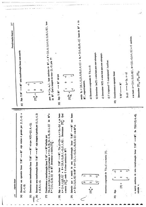 Lista De Exercícios Álgebra Linear Álgebra Linear I