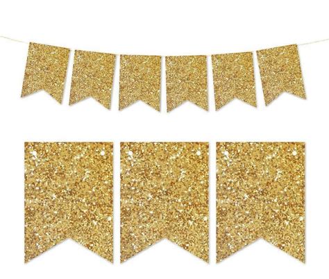 Gold Glitter Pennant Party Banner Gold Glitter Banner Party Banner