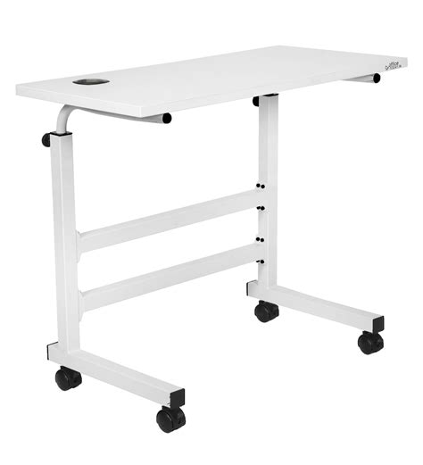 Buy Hanoi Height Adjustable Laptop Table With Wheels In Frosty White