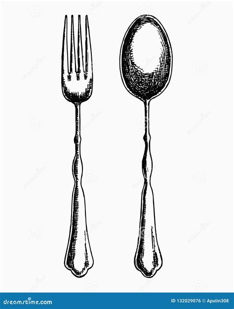 Cutlery Vector Sketches Isolated Objects Stock Vector Illustration