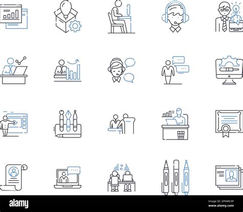 Executive Retreat Line Icons Collection Leadership Teamwork Strategy