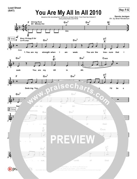 You Are My All In All Sheet Music PDF (Dennis Jernigan) - PraiseCharts