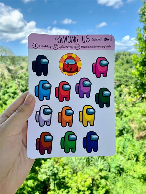 Among Us Sticker Sheet Stickers Video Game Fan Art Etsy