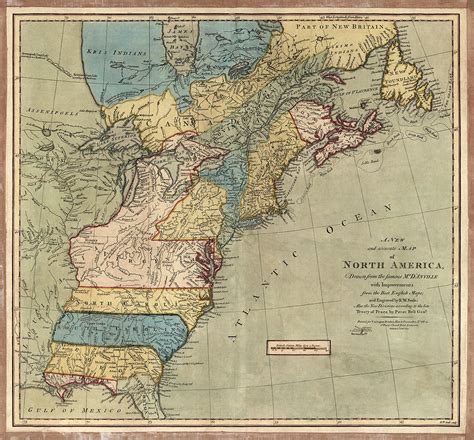 Antique Map of Colonial America by Peter Bell - 1771 Drawing by Blue ...