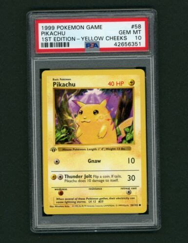 Pokemon Base Set St Edition Shadowless Psa Pikachu Yellow