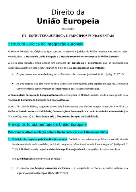 Direito Da Uni O Europeia Resumos Direito Da Uniao Europeia U