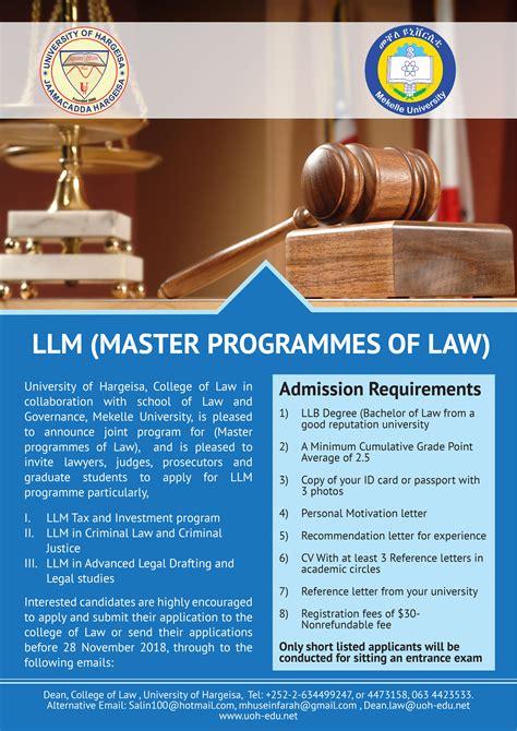 Llm Programme Poster 01 01 University Of Hargeisa