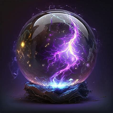 Premium Ai Image Magic Sphere Energy Ball With Mystic Glow Lightning And Sparks Ai Art Color