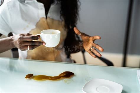 Spilled Coffee on White Shirt. Spill Stock Photo - Image of lady, spill ...