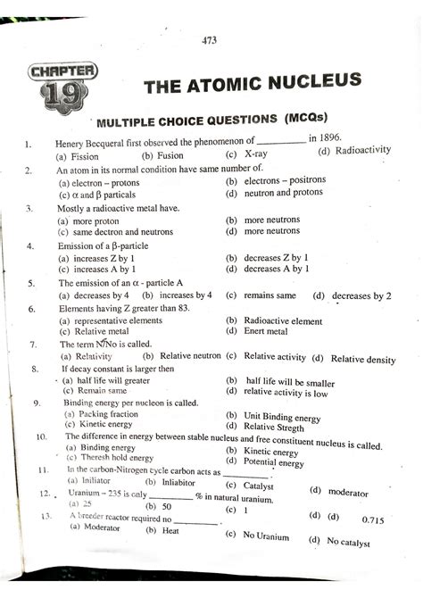 Solution Atomic Nucleus Mcqs Physics Class Xii Studypool